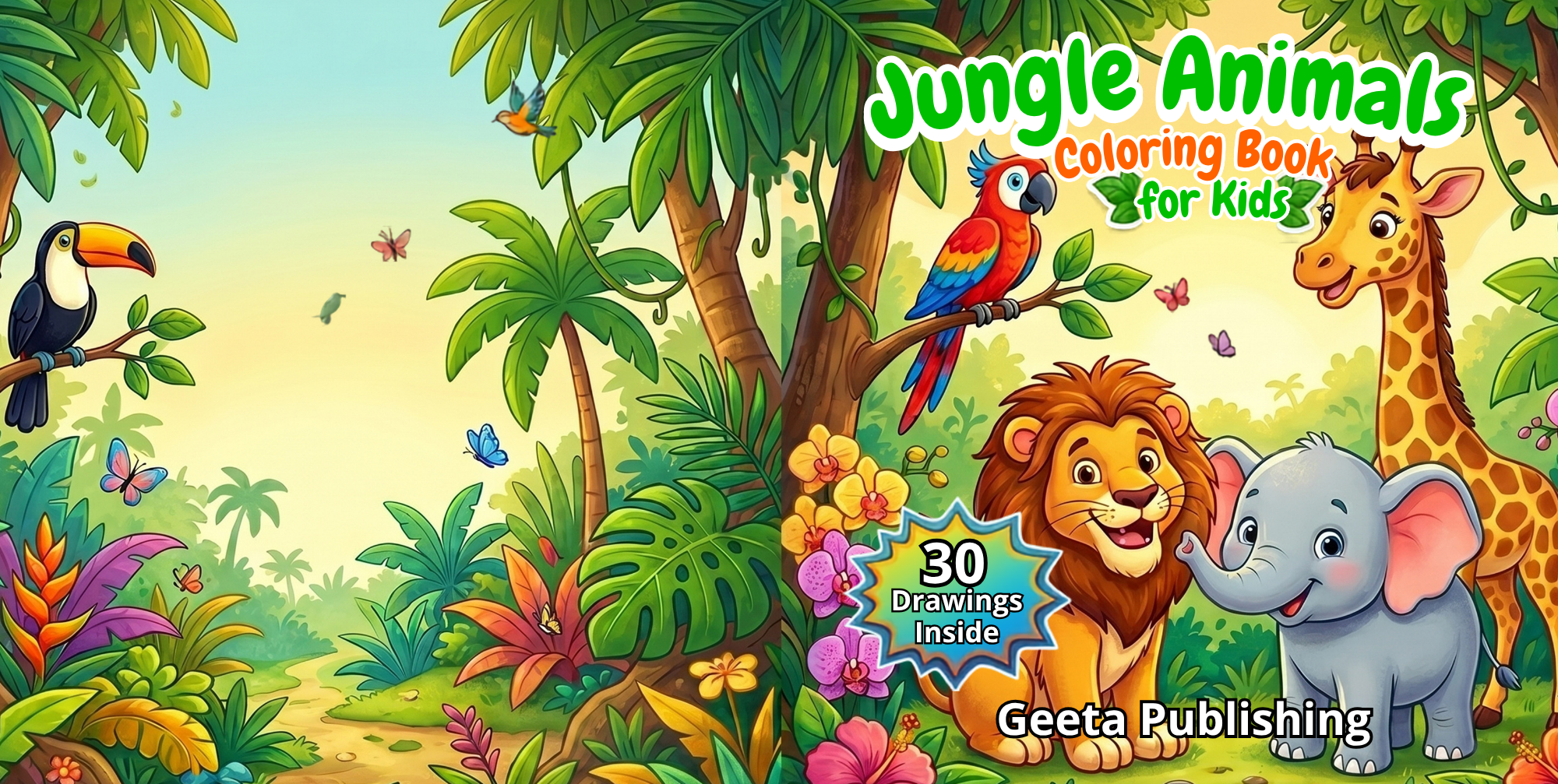 Jungle Animals Coloring Book for Kids