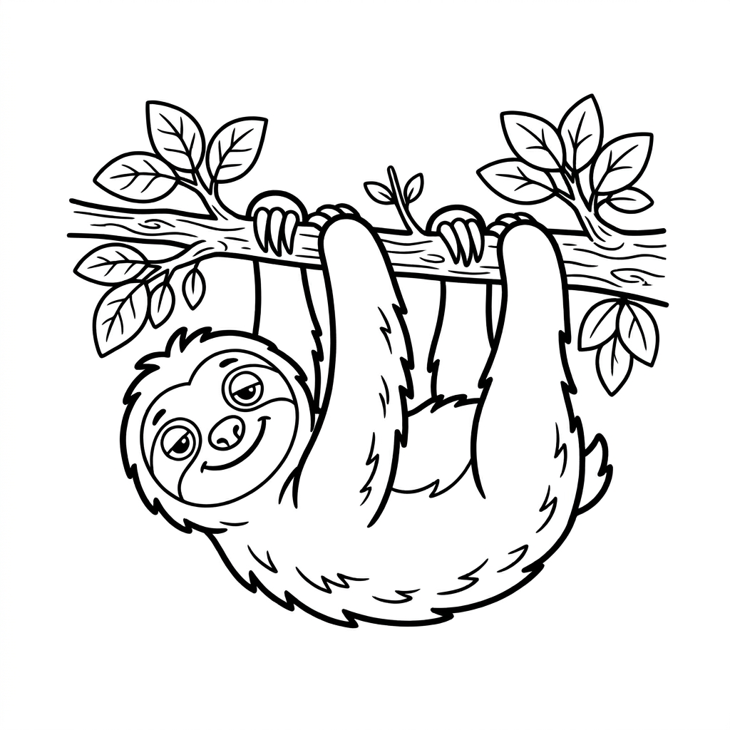 Sloth coloring page for kids