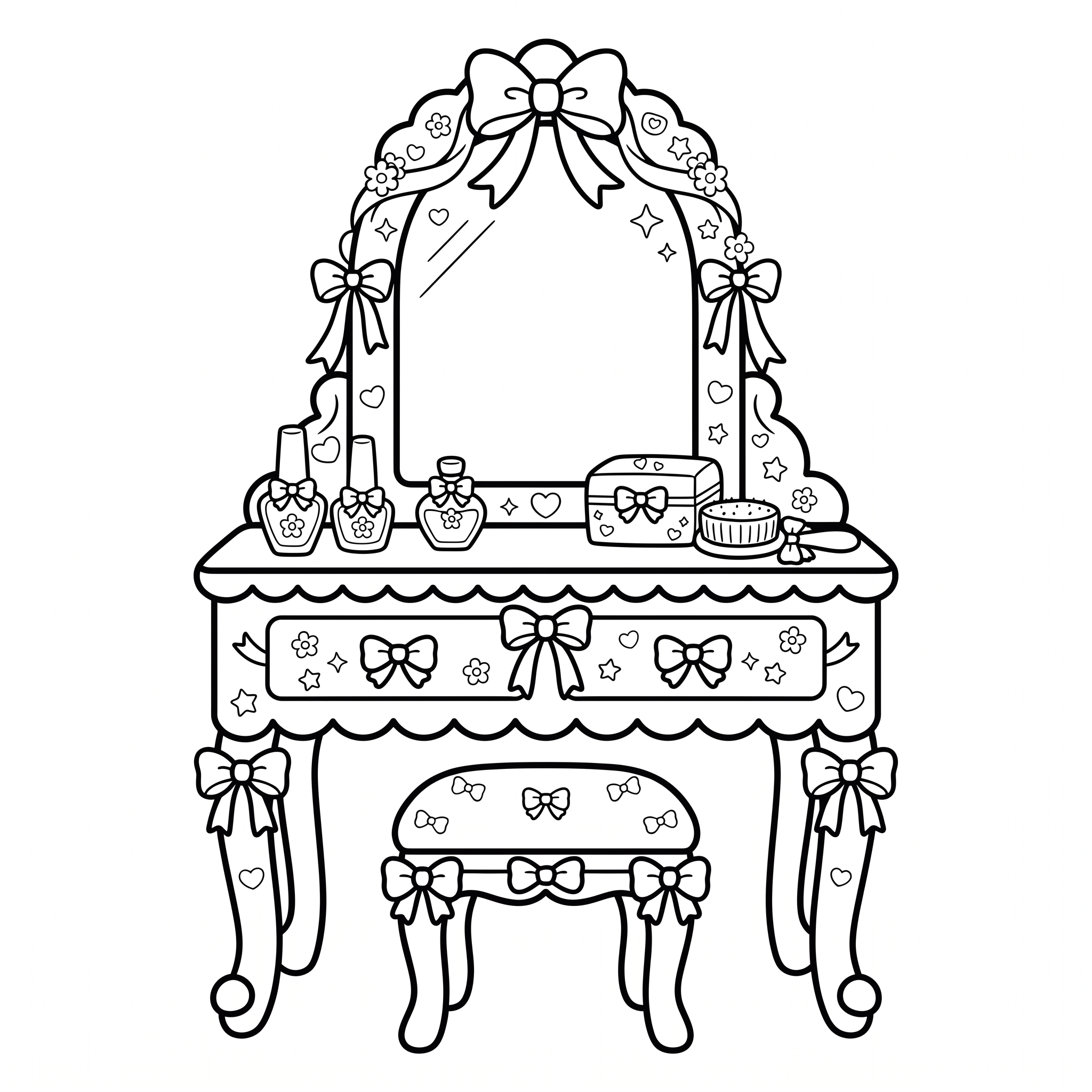 Nail salon vanity table coloring page